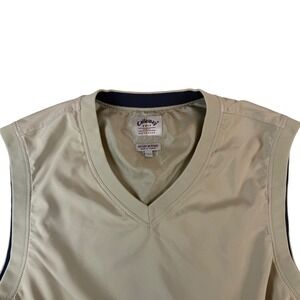 Vintage Callaway Golf V-Neck Wind Vest Mens Large Tan Pullover Lightweight